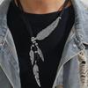 Silver Golden Feather Necklace Zinc Zinc Alloy Leaves Neck Pendant Leather Rope Tassel Necklace  Party