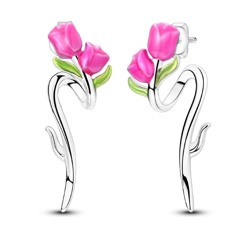 New 925 Silver Earrings Butterfly Sunflower Luminous Firefly Iris Hoop Earring For Women Making Jewelry Gift