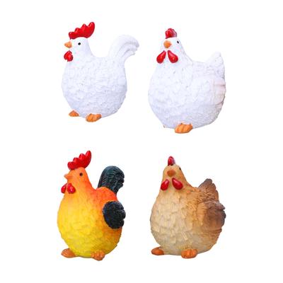 2 Pieces Chicken Miniature Figurines Tabletop Ornament Rooster Hen Flowerpot Decor Garden Statues for Backyard Desk Bonsai