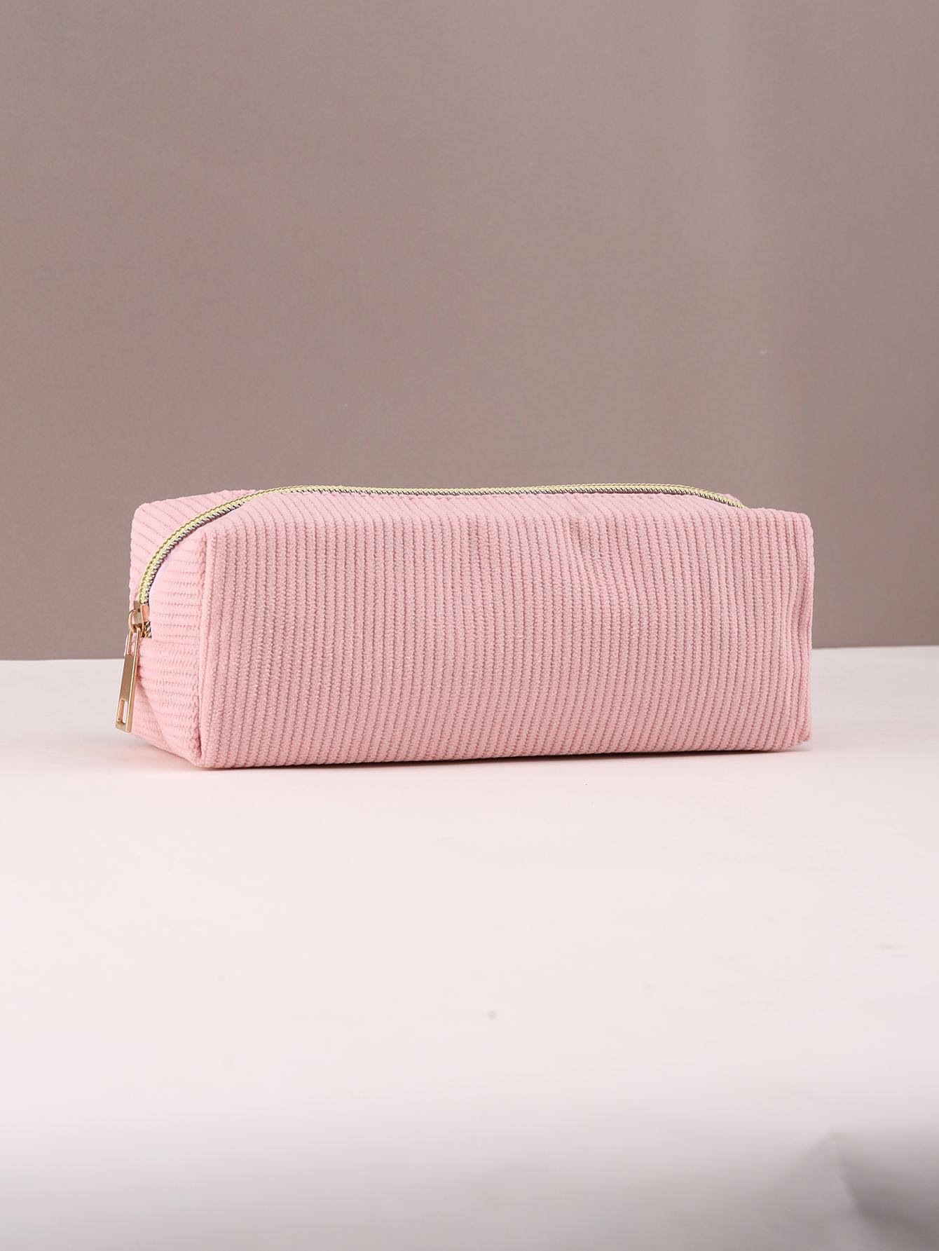 

1pc Pencil Case Solid Color Pencil Case school supplies Large Capacity Pencil Case Stationery Bag Pencil Case School Pencil Case рожевий