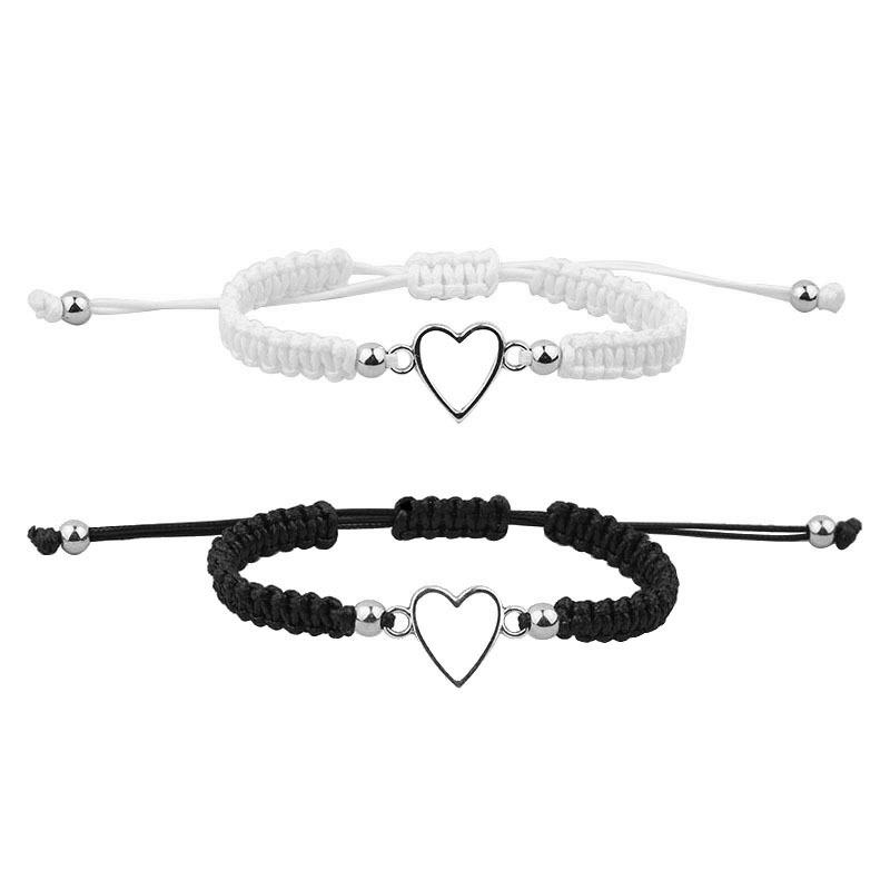 Hand Crafted Love Heart Couple Bracelet For Lover Women Men Adjustable Rope Friends Relationship Matching Bracelets Jewelry Gift