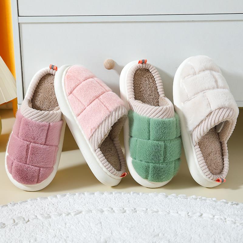 Winter Warm Cotton Slippers Thick Soft Sole Slippers Men Women Indoor Floor Flat Home Non-slip Shoes Flip Flops Couple Slippers