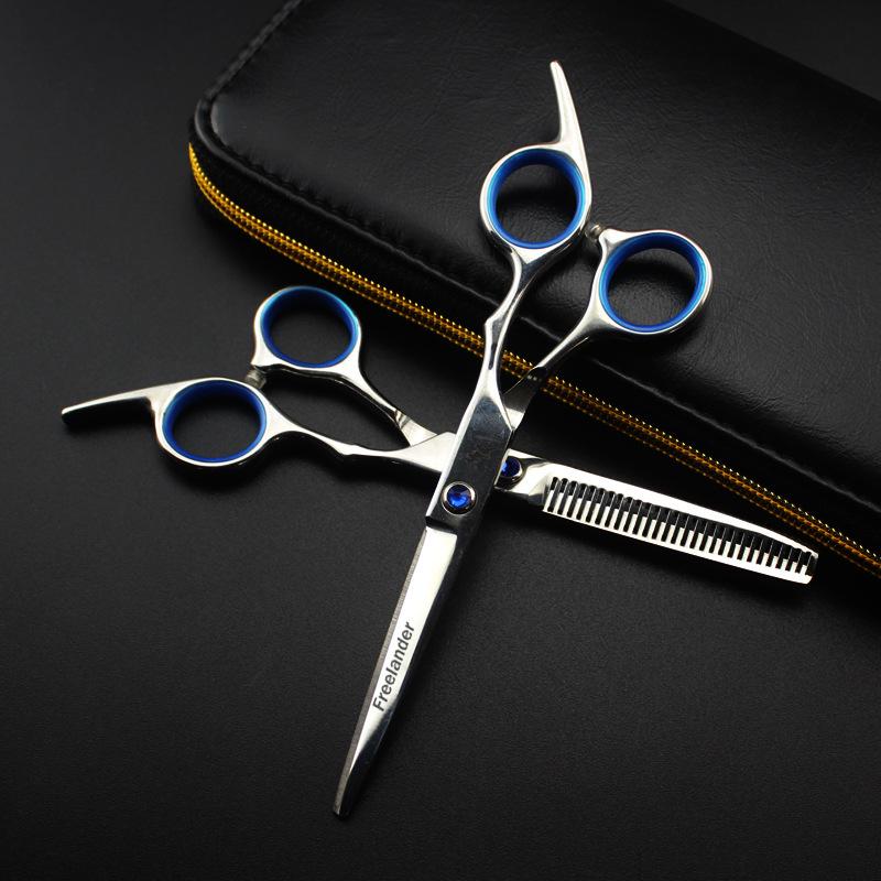 Gem Style Hair Cutting & Thinning Shears Set with Slanted Tail