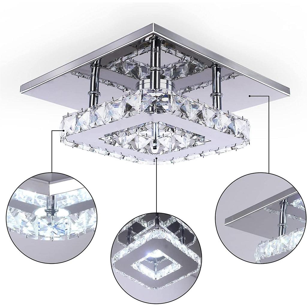 Kleiner LED-Kronleuchter Halbeinbau Kristallbeleuchtung Moderne Deckenkristalllampe für Schlafzimmer Esszimmer Flur (Warm)