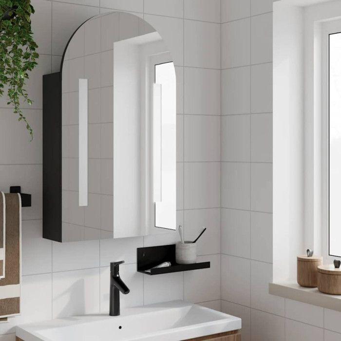 VidaXL Bathroom Cabinet with Arched LED Mirror Black 42x13x70 Cm, Vanity Unit with Mirror, Wall Cabinet with 357975