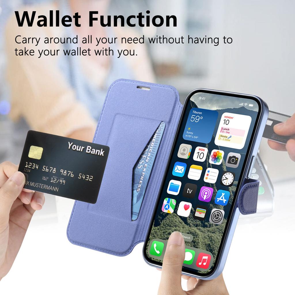 Für iPhone 13 Pro Max Hülle Kompatibel mit MagSafe Abnehmbare Leder Handyhülle mit Linsenfolie