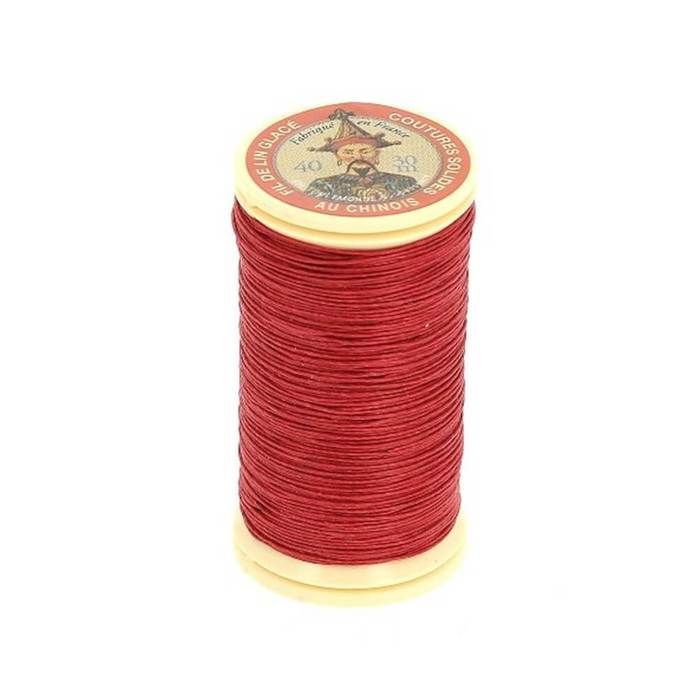Fil au Chinois - Fil Lin Glacé 30 m - N° 40 - 100% Lin - Couleur 525 Rouge vif