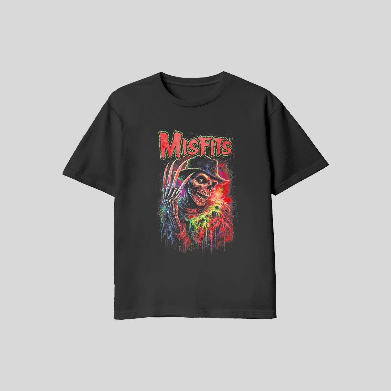 Unisex Adult Casual Graphic Misfits Freddy Krueger Skull T Shirt Gi... M