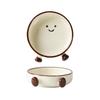 ZISIZ Cute Cocoa Bean Cartoon Divided Ceramic Plate Set