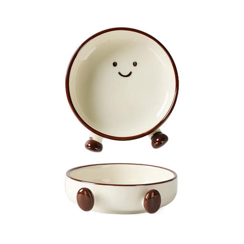 ZISIZ Cute Cocoa Bean Cartoon Divided Ceramic Plate Set