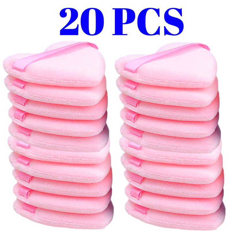 60pcs Soft Heart-Shaped Sponge Dry Powder Puff Double-sided Crystal Velvet Blush Loose Powder Cosmetic Puff Setting Makeup Tools
