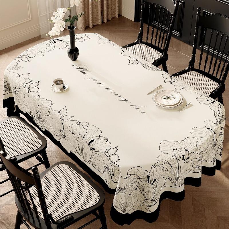 European Retro Minimalist Tables Pad PVC Rectangular Luxury Tablecloth Oil Resistant Wear Resistant Easy To Maintain Desk Mat