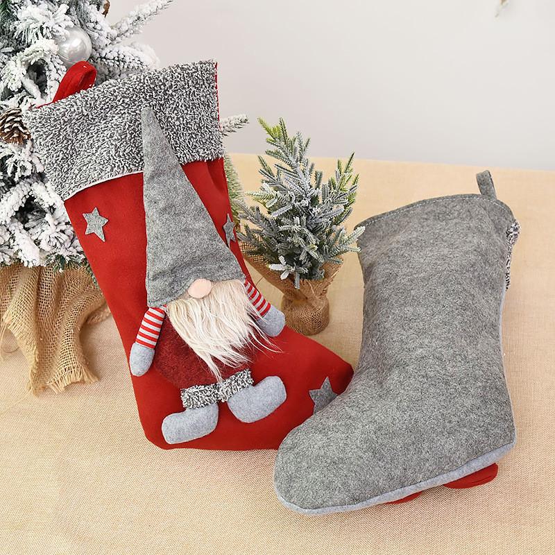 Claus Santa Christmas Stocking Holiday Decoration Candy Gift Bag Material Fabric