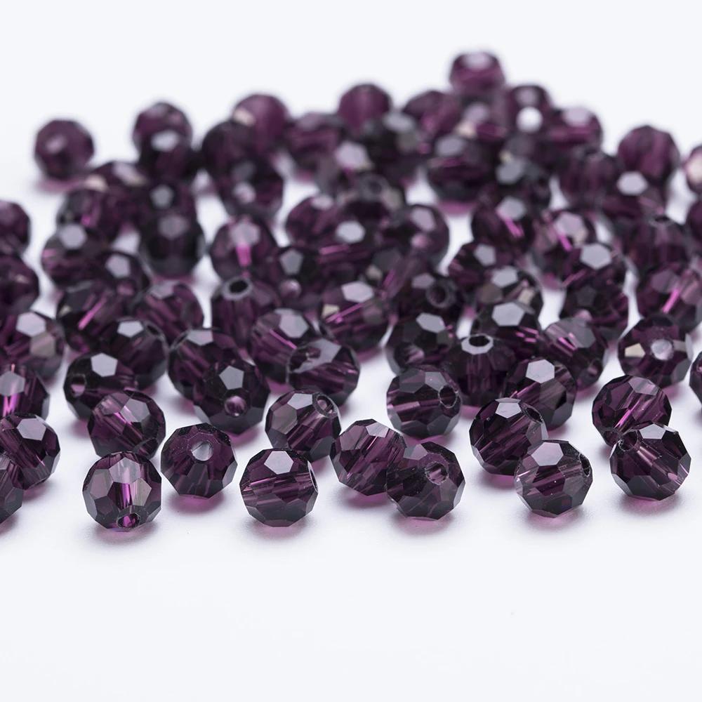 3 4 6 8mm AB color Round Crystal Beads Faceted Transparent Glass Bead Loose Spacer Bead for Jewerly Making DIY Bracelet Necklace