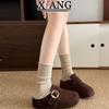 Cow anti-velvet cm thick-soled height-increasing women's shoes autumn new bag head half-drag wear lazy shoes