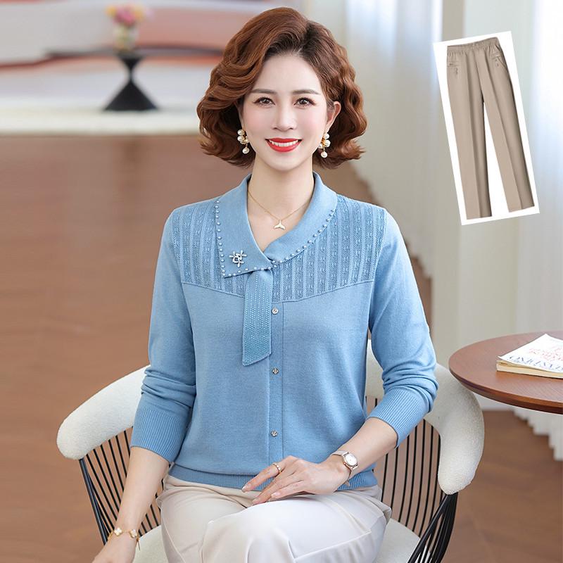 2026 Spring Knitwear Sweater: Stylish Base Layer for Middle-Aged & Elderly Women - Perfect for Spring & Autumn