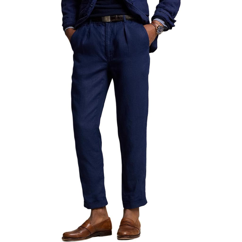 Polo Ralph Lauren Solid Color Lace-Up Mid-Rise Slim Fit Straight Leg Casual Pants Men pants Dark-Blue MNPOPNT1BQ20420-410