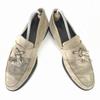 TOD'S Suede Leather Tassel Loafers Mackay Construction Men's 25.0 Beige Slip-On(USED)