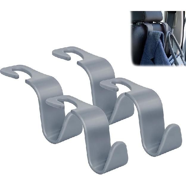 

Amooca Крючок для подголовника автокресла 4 шт. Крючок для хранения Органайзер Универсальная сумка-кошелек Подходит для универсального автомобиля Черный S Тип серый