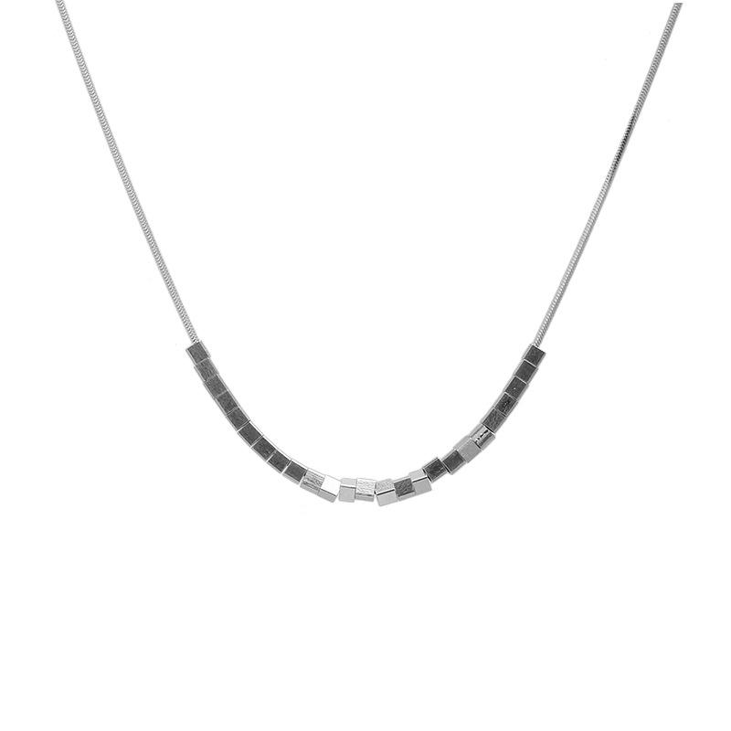 Square Titanium Steel Collar Chain for Women, Summer Casual Accessory, Simple and Cool Style Necklace