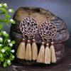 Bohemian Geometric Drop Women Earrings Ethnic Gypsy Wooden Beads Leaf Round Fringe Tassel Dangle Vintage Earrings Boho Jewelry