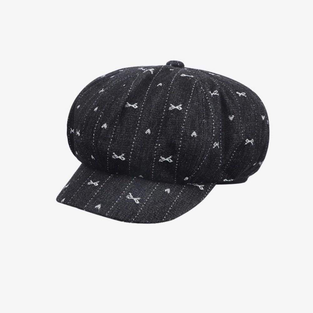 Cloud Retro Bow Beret Japanese Newsboy Cap Trendy Octagonal Cap Girls