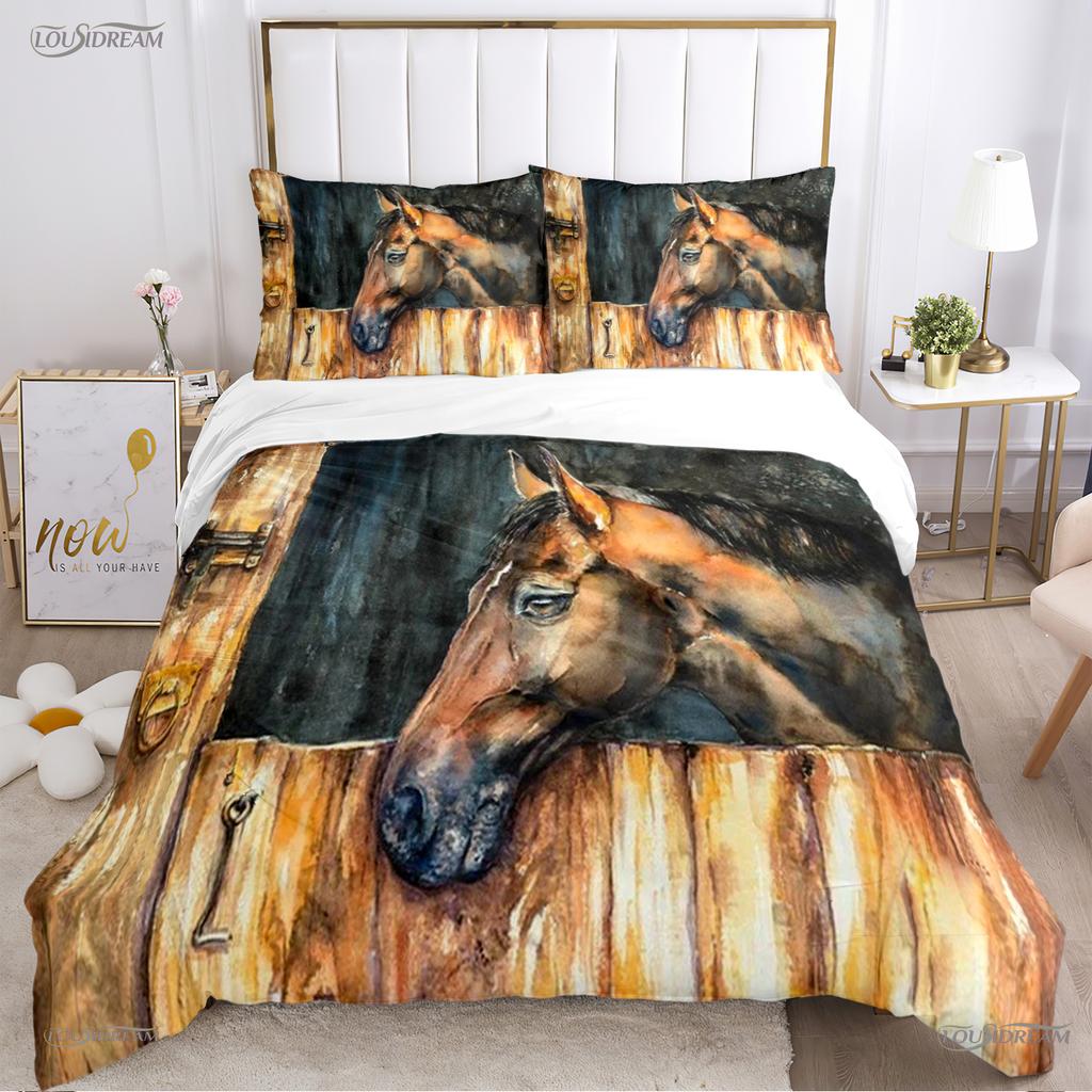 Persia Galoping Horse Al Season Duvet High-End Premium Cover Beding Sets Soft Comfortable Quilt Cover plus Pilowcases Ten Single/Double/Quen/King