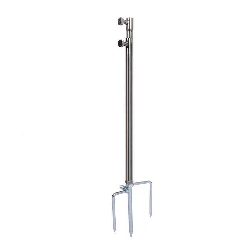 3-in-1 Stainless Steel Fishing Rod Holder with Bait Tray & Ground Stake