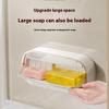 Wall Mounted Soap Box With Lid, Non Drilled Drainage Soap Tray, Simple Soap Storage Rack For Home Bathroom, Bathroom Accessories
