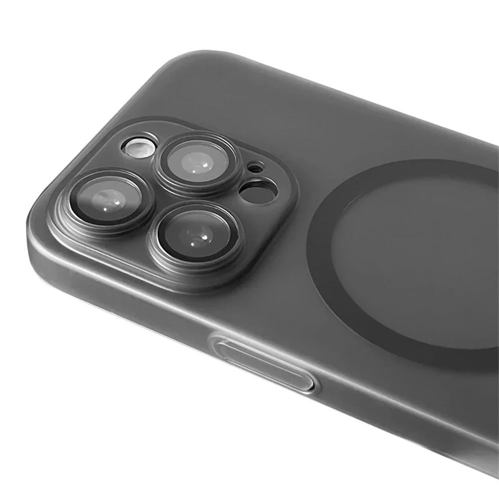 Ultra Thin Matte Hard PC Lens Protection Case For iPhone 17 16 15 14 13 12 Pro Max For Magsafe Magnetic Wireless Charge Cover