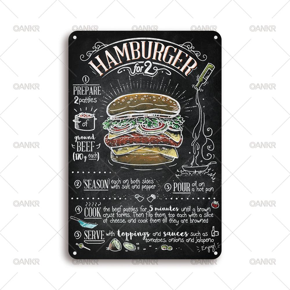 

Vintage Art Cocktail Poster Metal Tin Sign Ideal Gift x Inch Hamburger Posters Metal Signs for Home Bar Wall Decor Plaque 20x30cm（7.8x11.8inch）