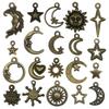Handmade Antique Gold Sun, Moon & Star Charms for DIY Jewelry – Bracelets, Necklaces, Earrings (Set of 5 Colors)