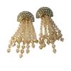 French Retro Champagne Fringed Long Shoulder Sweeping Simple Jellyfish Earrings, High-end Personalized Design Versatile Jewelry