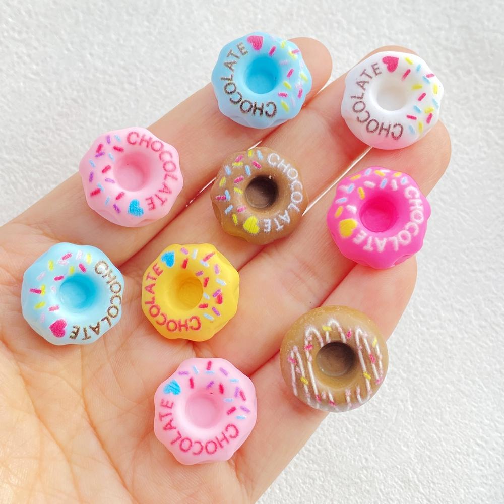 10pcs Mix Resin 3D Sweet Colorful Cartoon Donut Bread Flat back Simulation Foods Scrapbook Figurines DIY Decor Crafts