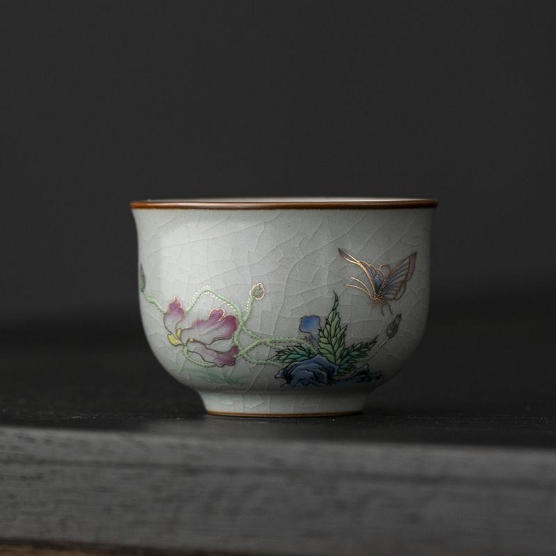 Exquisite Ru Kiln Master Teacup, Guest Ceramic Cup Tasting Kung Fu Tea Drinking Tea Set Teaware Sets