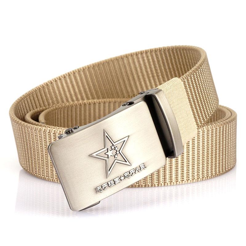 Nový pánský pásek na dojíždění s automatickou přezkou Nylonový pás, univerzální dvouvrstvý silný pás pro venkovní volný čas