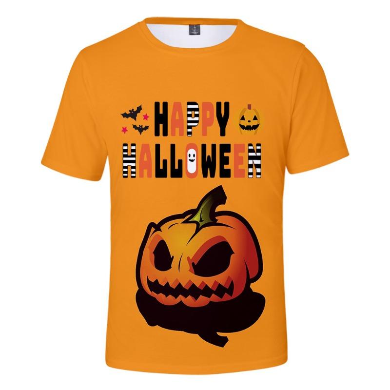 Summer Top Christmas Pumpkin Lantern Theme 3D Printed Fashionable Comfortable Children's Short Sleeved T-shirt