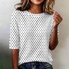 Women's Casual Loose Fit Short Sleeve Top Round Neck Lightweight Comfortable Soft Fabric Polka Dot Pattern Everyday Wear
