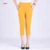 Calças de Verão de Linho com Cintura Elástica para Mulheres - Estilo Casual para Mães de Meia-Idade e Idosas