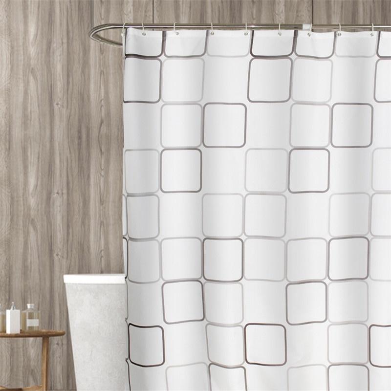Square Plaid Shower Curtain With Hooks Waterproof And Durable Bathroom Cover For Stylish Decor