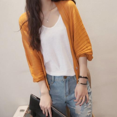 Spring Summer Lantern Sleeve Women Shawl Coat Ice Silk Cover Up Loose Korean Sun Protection Air Conditioning Knit Cardigan Thin