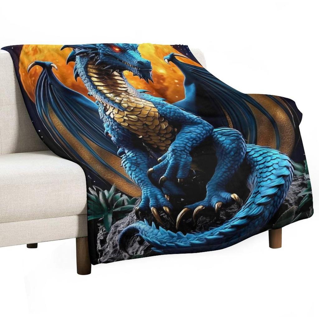 Blue Dragon Print Gift Blanket Home Decoration Gift Soft Flannel Blanket Nap Blanket Gift Blanket Source