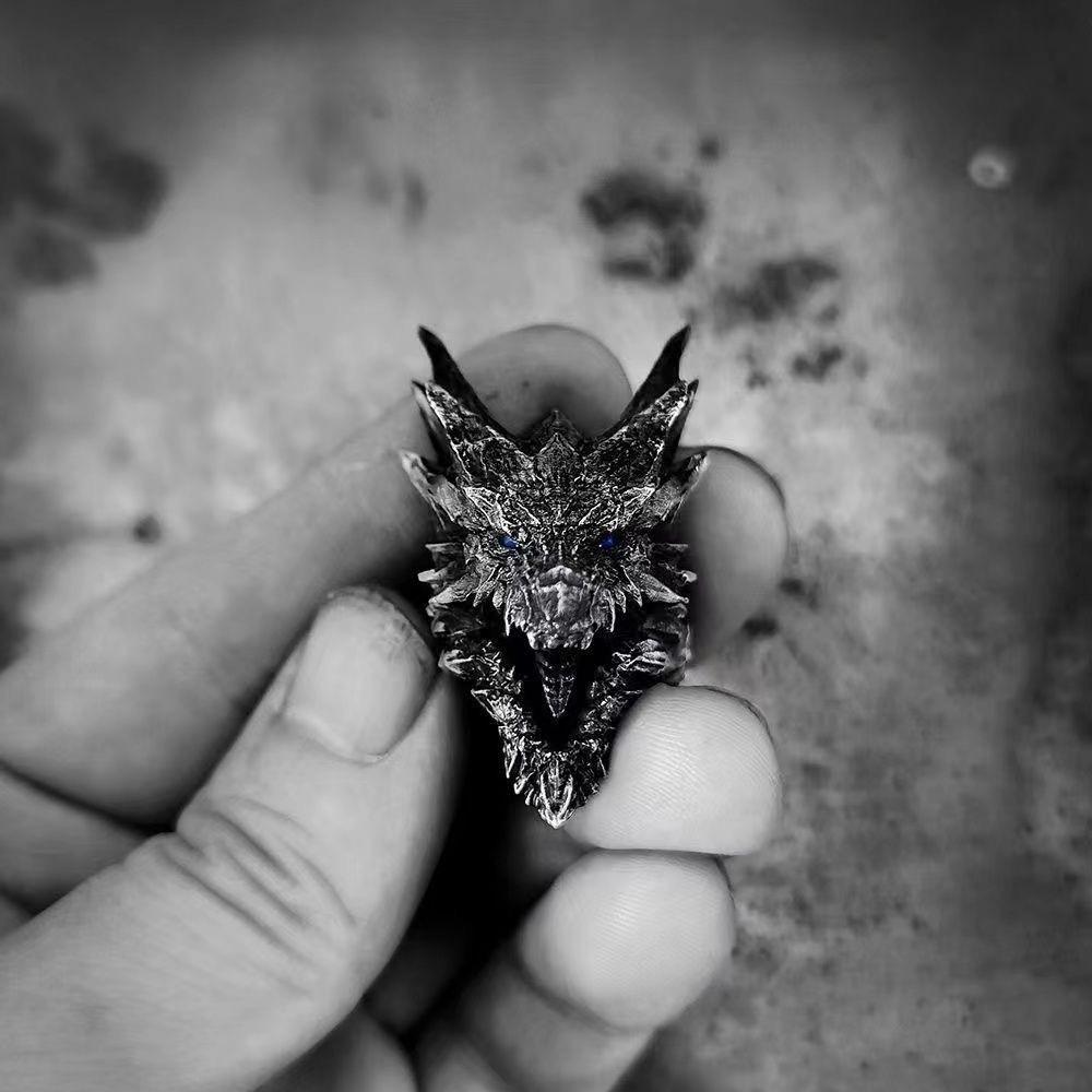 Kushala Daora Dragon of Steel Large Ring for Men Antique Gothic Open Ring Alloy Zinc Alloy Plated Zircon Cosplay Accessories Gift