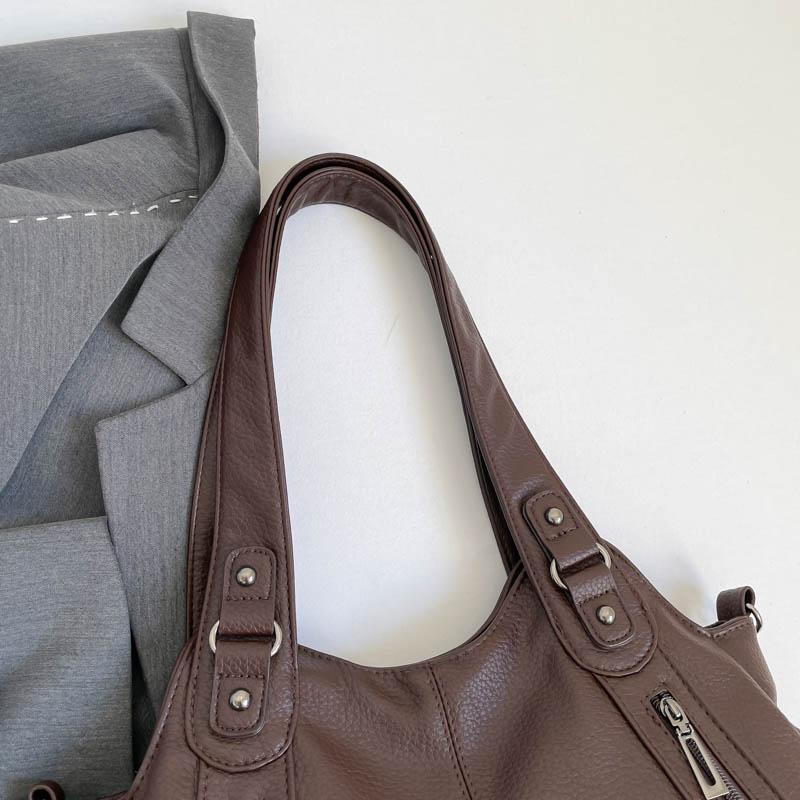 Womens Stylish Litchi Texture Handbag Adjustable Strap Vintage Leather Shoulder Bag for Daily  for Daily Commute Work Shopping and Weekend Outings