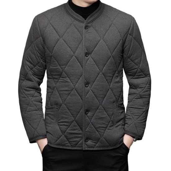 Autumn Winter Solid Color Cotton Jacket Stand Collar Long Sleeve Quilted Padded Thickened