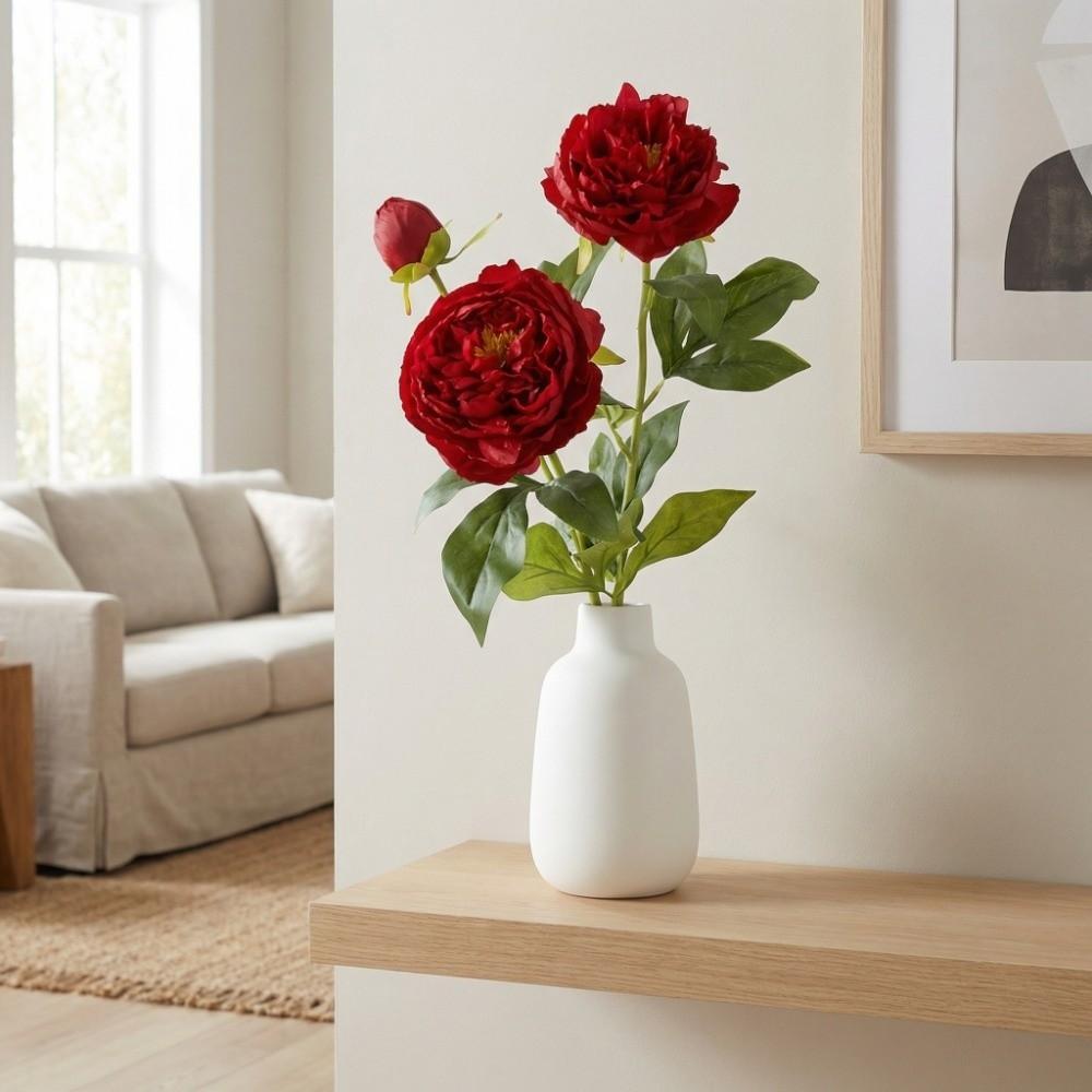 Real Touch Artificial Peony Flower 3 Heads Cotton Rose Fake Flower  Wedding Party