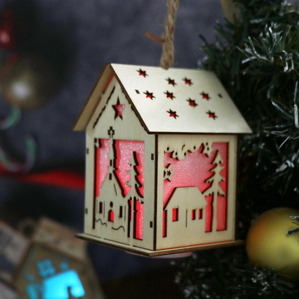 Luminous Wood Village House Glowing Wooden Christmas Cabins Creative   Christmas Tree