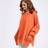 Frauen Herbst Winter Pullover Pullover Oansatz Volle Hülse Lose Oversize Strickwaren Dicke Einfarbig