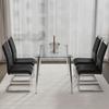 Dining Chair - MUVOE - Set of 4 - PU Faux Leather and Linen - Padded High Back - Modern Design
