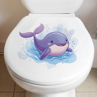 Cartoon-gemalte Unterwasser-Wal-Aufkleber für Badezimmer, Toilette und WC Heimverschönerung und Dekoration